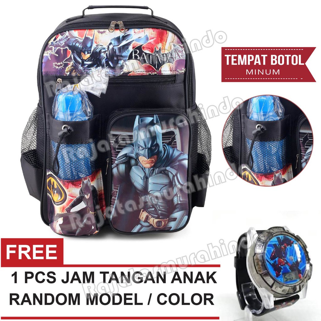 RTM - Tas Ransel Anak Laki Laki Karakter - Batman - Great Battle + FREE Jam Tangan Laki-laki