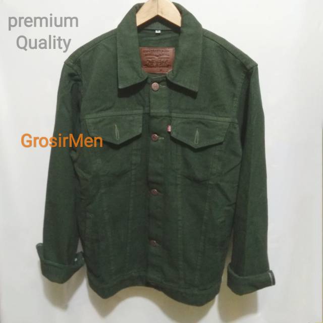 Jaket Jeans Pria Jaket Pria Jaket Denim Cowok Jeans Warna Hijau Army