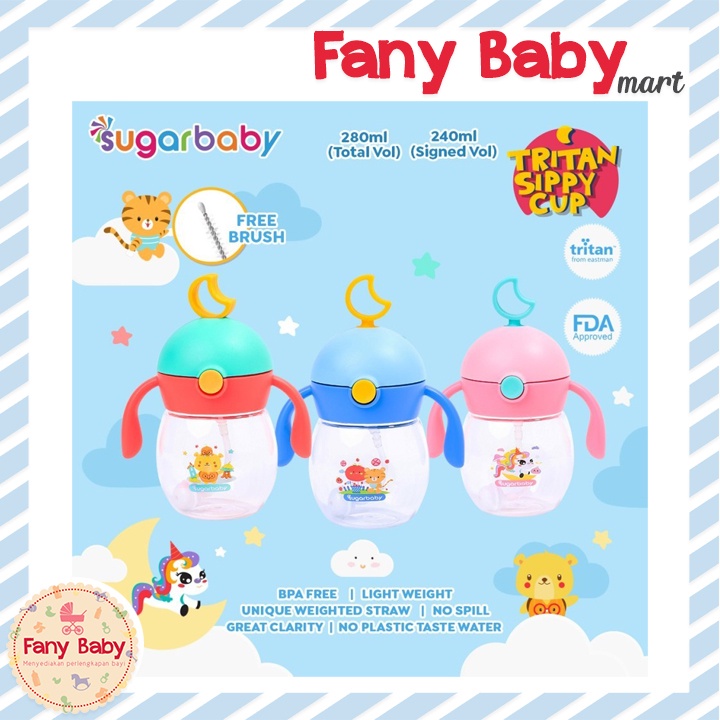 SUGAR BABY TRITAN SIPPY CUP MOON / 9 MONTH [240ML / 280ML]