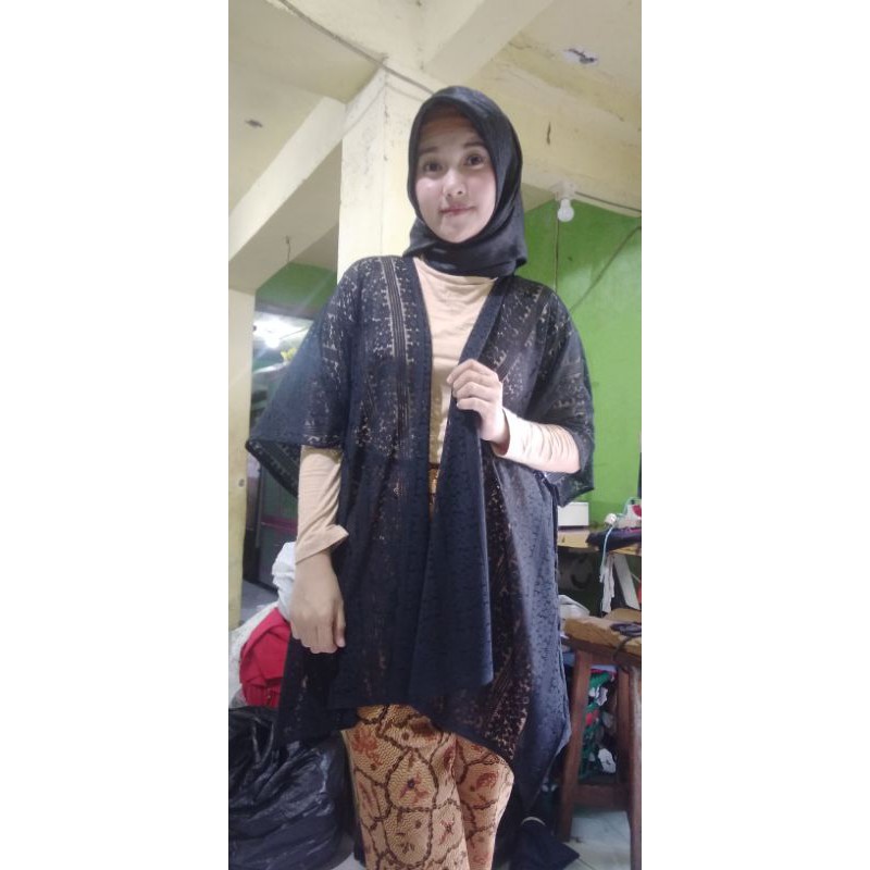 sally outer batwing brukat hitam/outer brokat murah premium