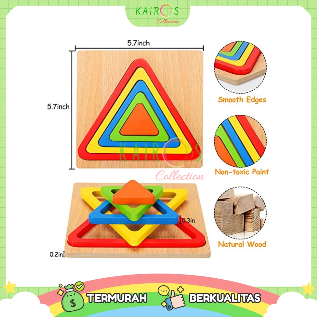 Geometric 3D Wooden Puzzle Mainan Edukasi Montessori Anak