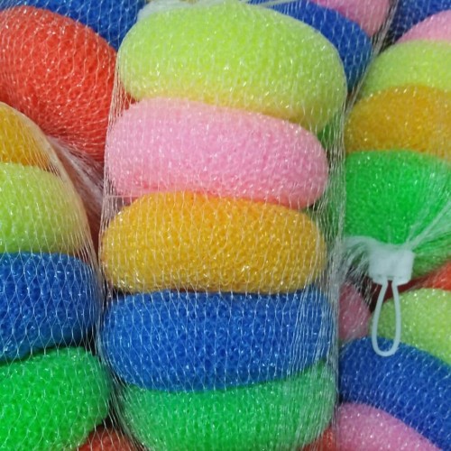 [1 Pcs] Spon DONAT PLASTIK Cuci Piring Spons Plastik Bentuk Donat Random Colour