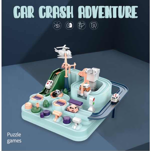 Car Adventure Track Mainan Anak Mobil mobilan +4 mobil Space Animals Engineering Spaceman