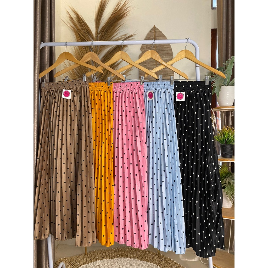 ( GRADE A ) ROK PLISKET 7/8 MOTIF POLKADOT PREMIUM Fashion Wanita Rok Panjang Muslim Motif Kekinian