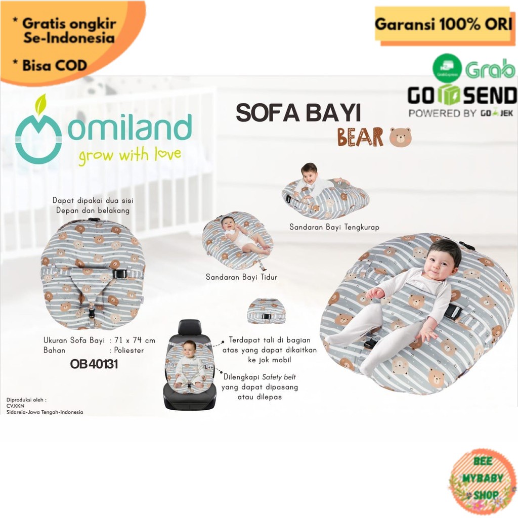 Omiland Sofa Bayi Multifungsi ada gasper Motif Brown Bear/Penguin/Train peach/Train blue