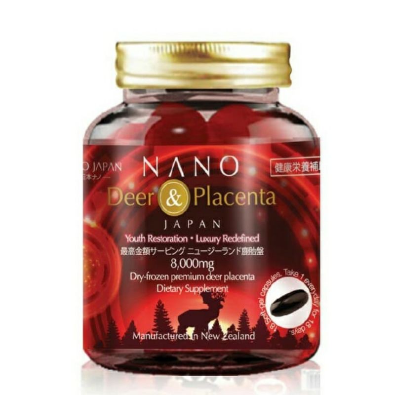 Nano Deer Placenta 1 month supply Nano Japan Dietary Supplement 18 Capsules ORIGINAL