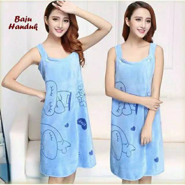 Handuk Mandi Multifungsi Polos Karakter | Dress Handuk Mandi Dewasa | Handuk Baju Kimono