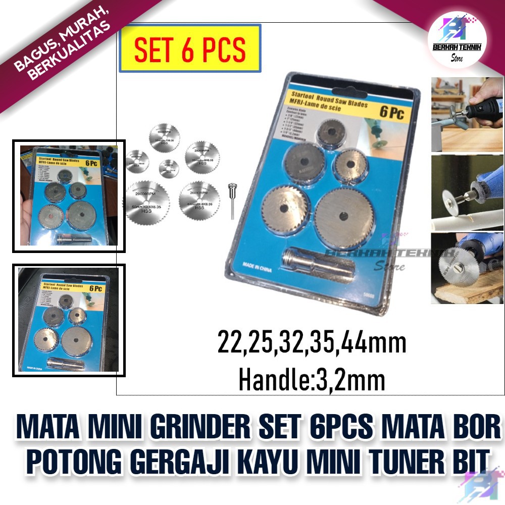 Mata Mini Grinder Set 6pcs Mata Bor Potong Gergaji Kayu Mini Tuner Bit