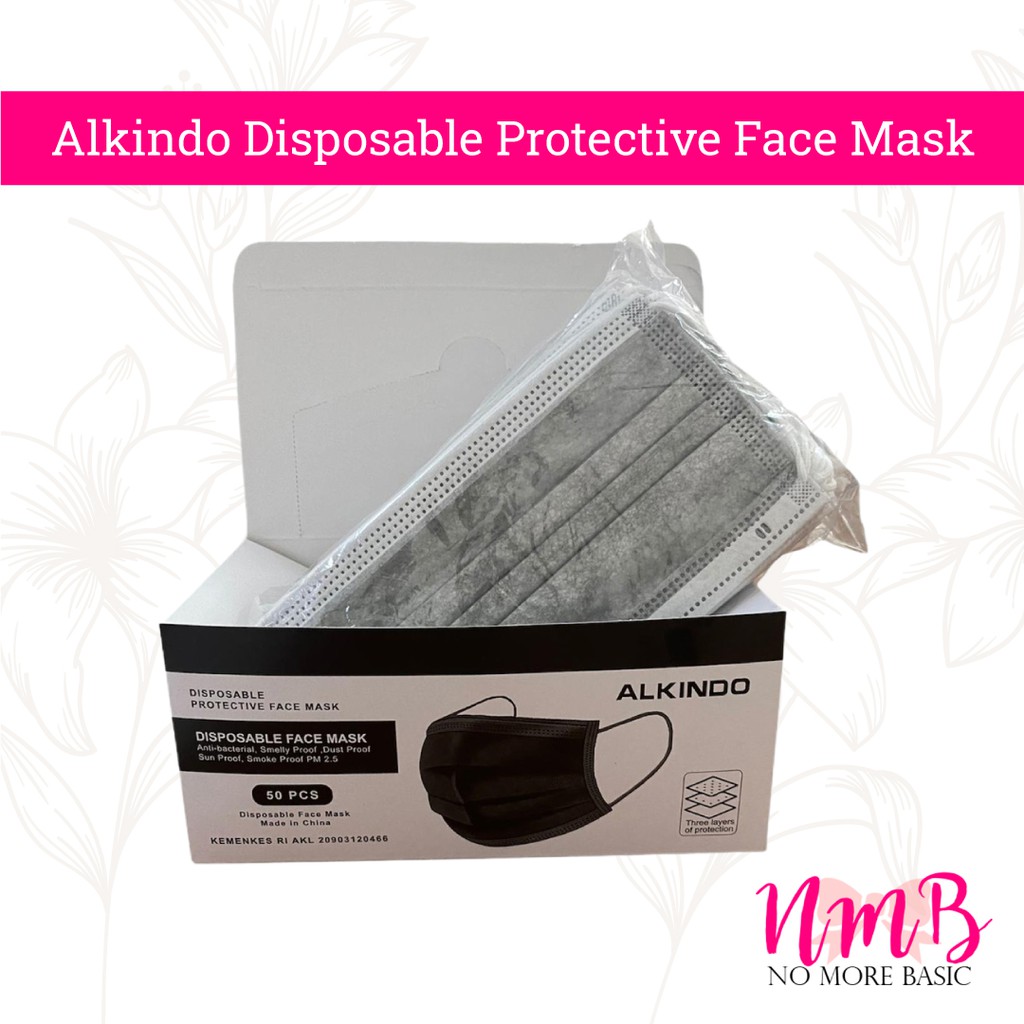 Alkindo Disposable Protective Non Medical Face Mask 3ply Isi 50 pcs Anti Virus Masker