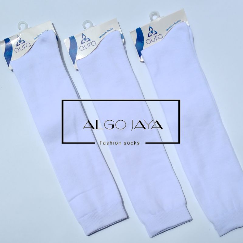 TOKO KL |  kaos kaki putih polos panjang selutut kaos kaki paskibra kaos kaki muslimah bahan nilon lembut