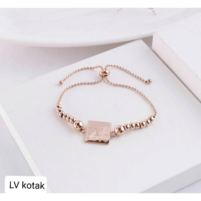 Titanium Gelang serut bola bola buterfly rosegold &amp;gold