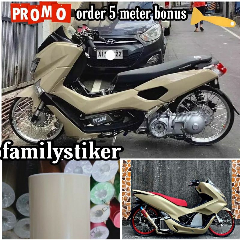 Skotlet beige stiker skotlet motor warna crem glosy skotlet stiker warna coklat susu