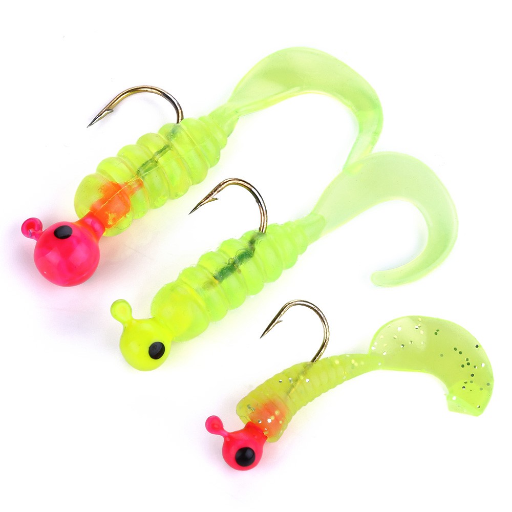 HENGJIA 7PCS/Bag Soft Fishing Lure Umpan Pancing Jigs Hooks Kail Freshwater Ikan Bass Silicone Swimbait Tackle