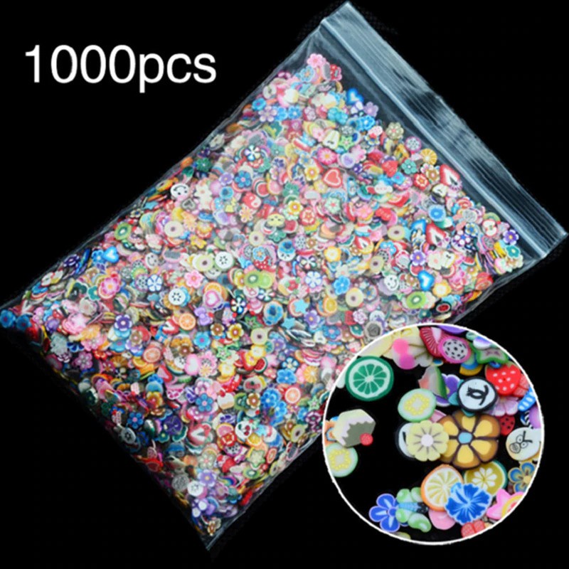 Mall Alat Kecantikan Hiasan Kuku Nail Art Tips Filler Slime Fruit 1000pcs OLOEY WJ079A-C