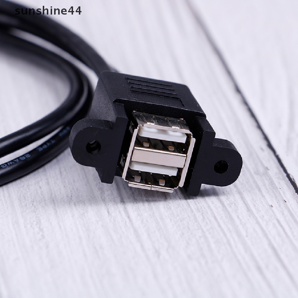 Sunshine Dual USB 2.0 A female socket panel mount to 2 USB A male 50cm extension cable ID