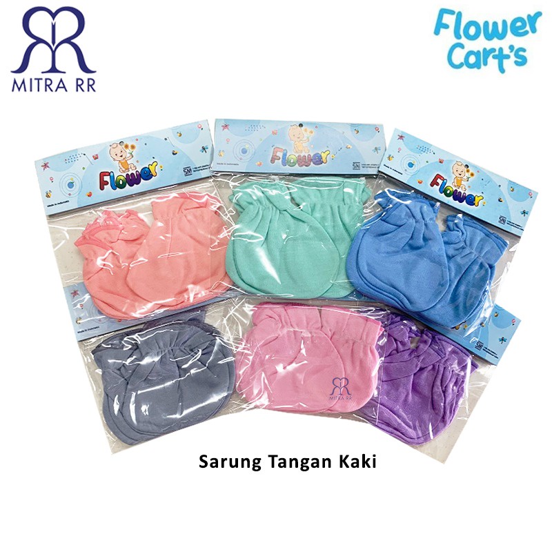 (1 SET) Sarung Tangan Dan Kaos Kaki Bayi // STK Bayi // Flower Cart’s Warna Polos Newborn