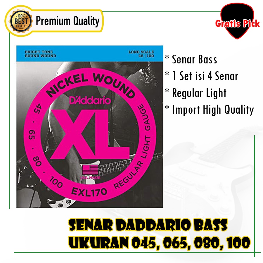 senar bass elektrik electric bass strings daddario 4 senar EXL 170