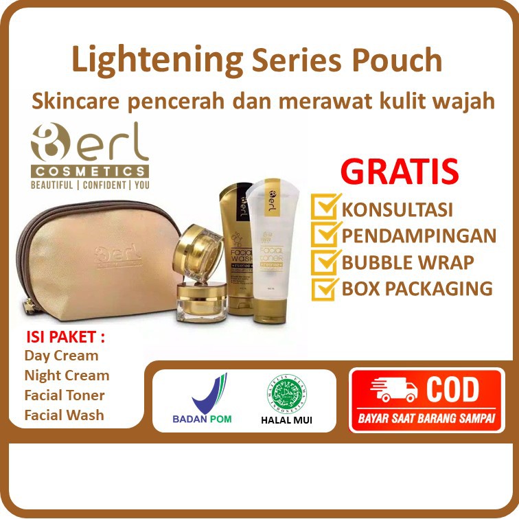 B Erl Berl Intense Lightening Series Pouch Cosmetics Paket Set Skincare Cream Krim Pencerah Wajah