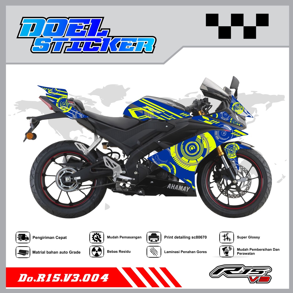 STICKER STRIPING R15 V3 - STICKER STRIPING SEMI FULL LIST VARIASI HOLOGRAM , CROME R15 V3 DOEL 004