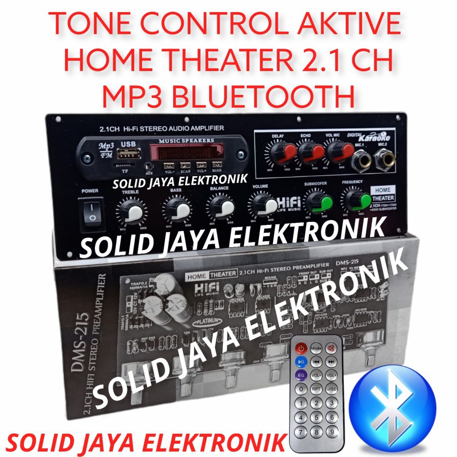 KIT TONE CONTROL AKTIF 2.1 DMS-215 HOME THEATER PLUS MP3 BLUETOOTH BT DIGITAL ECHO MIC MIK SUB SUBWOOFER DELAY HI FI 2.1CH 2.1 CH CHANEL CHANNEL STEREO PREM AMP PREAMP PREAMPLIFIER KONTROL 2.1 DMS215 DMS 215 DMS-215 PLATINUM ASLI ORIGINAL