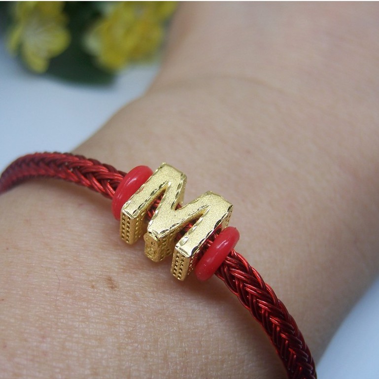 Tiara Jaya #Gelang Pandora Dengan Liontin Emas Charm Initial Nama Huruf Huruf K700