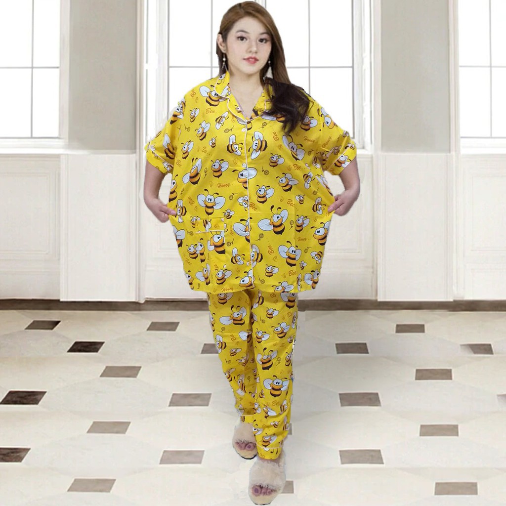 PIYAMA CP JUMBO SIZE XXL/KARAKTER/PIYAMA CPJUMBO STARMOON/BAJU TIDUR-BEE YELLOW