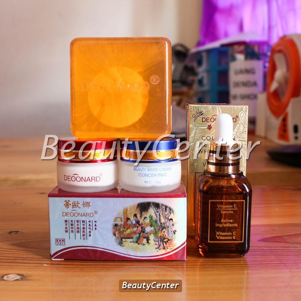Set Cream Deoonard Bleaching Merah / Red 15gr +Sabun+Serum)