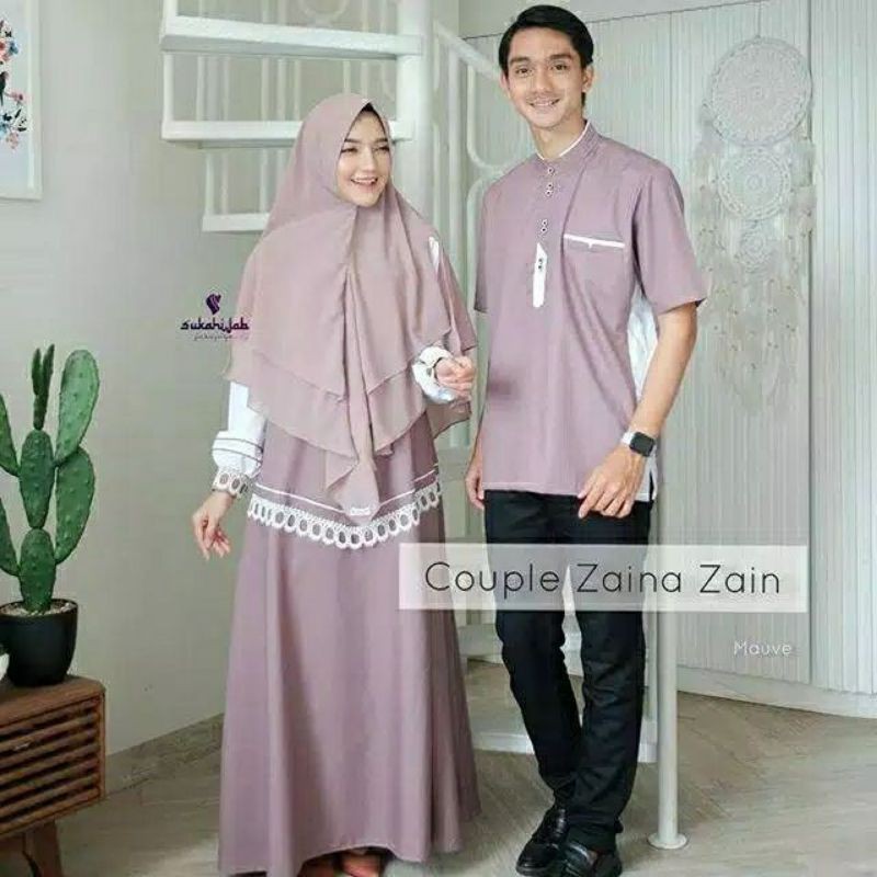 COUPLE MUSLIM ZAINA ZAIN DRESS GAMIS MOSCREPE TANPA HIJAB