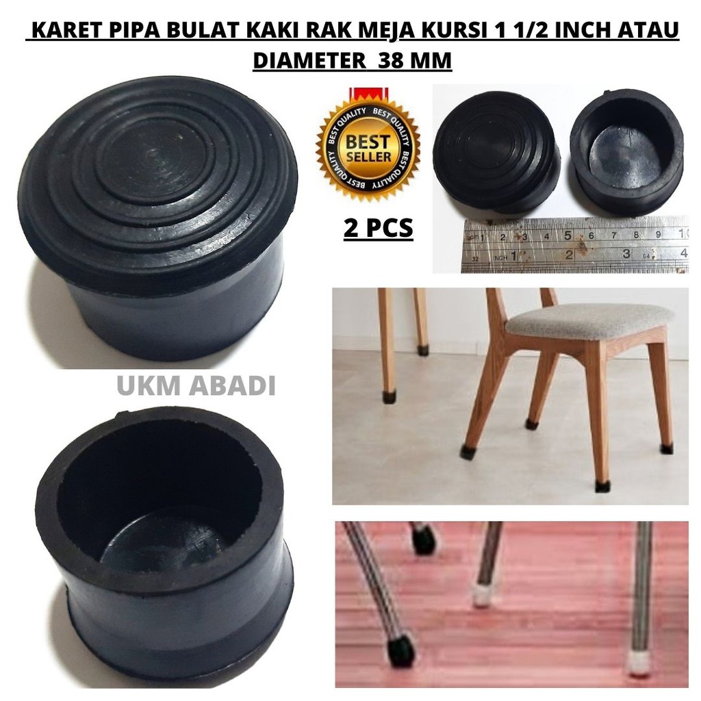 Karet Pipa Bulat Penutup Kaki Kursi Meja 1 ½ Inch D 38 mm Serbaguna 2 Pcs 114131