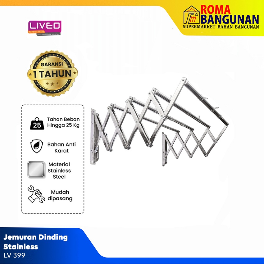 Liveo Jemuran Dinding Stainless Jemuran Baju LV-399 LV399 LV 399