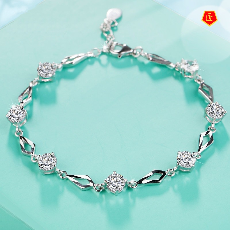 [Ready Stock]925 Silver Fashion Diamond Carven Design Diamond Bracelet