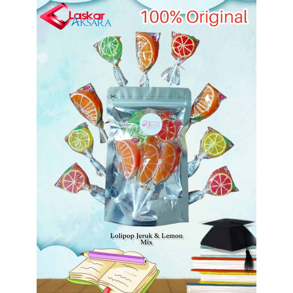 

Permen Lolipop Jeruk & Lemon Mix Sugar Rush Lolipop Buah Mix / Premium