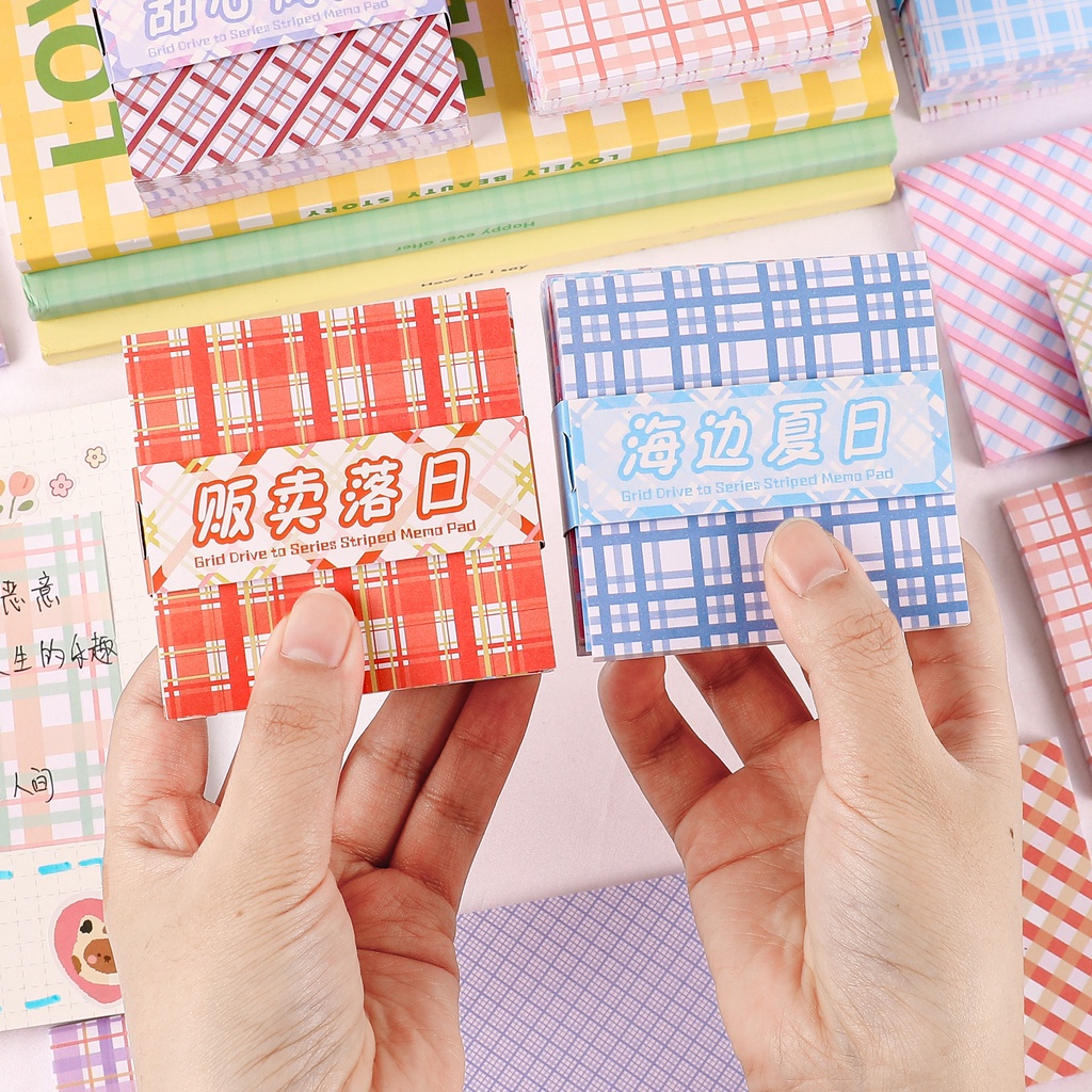 Sticky Notes Grid Memo Pad Aesthetic Jurnal Scrapbook Fancy 200 Lembar Penanda Buku By Mykochen.ina