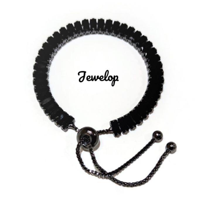 Harga Bersahabat.. Gelang Hitam Serut Permata Black Gold Bening Unik Jewelop