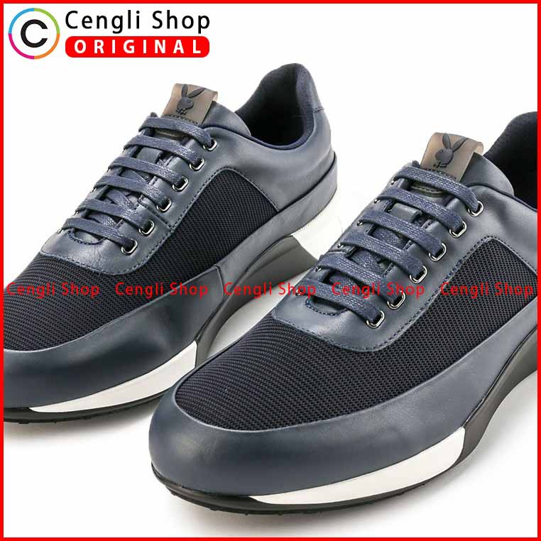 SEPATU PLAYBOY SNEAKER CASUAL PRIA ORIGINAL KULIT BIRU NAVY PLK1