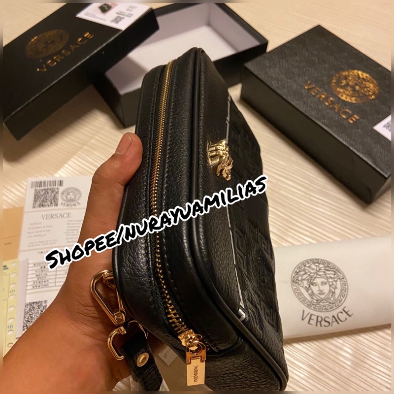 Versace clutch ori leather import premium clutch kulit asli import