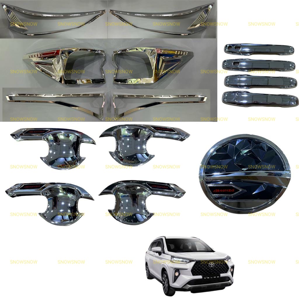 Paket Garnish Lampu Depan Belakang Outer Handle Tank Cover Avanza Xenia Veloz 2021 2022 UP Chrome