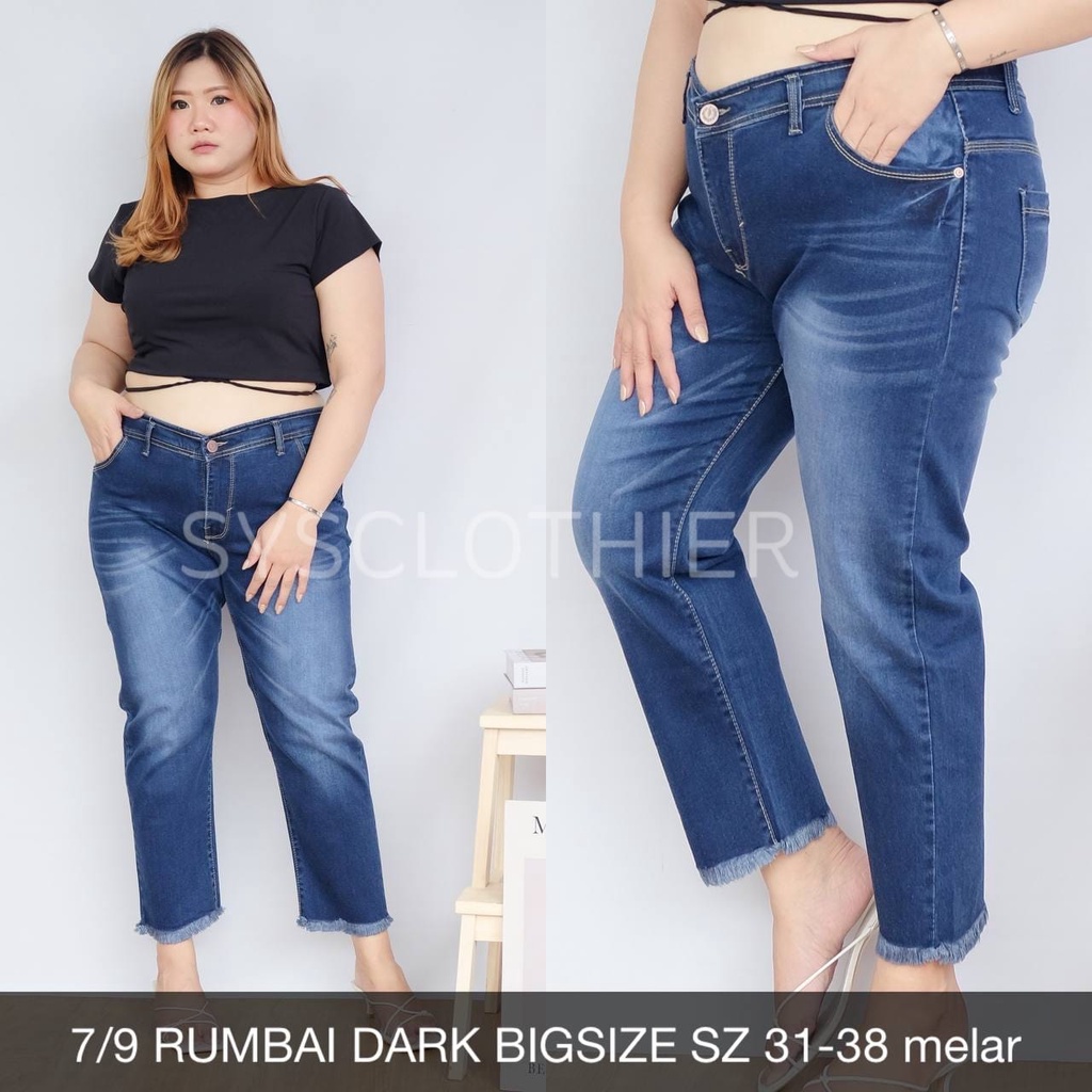 CELANA JEANS WANITA RUMBAI DARK BIGSIZE