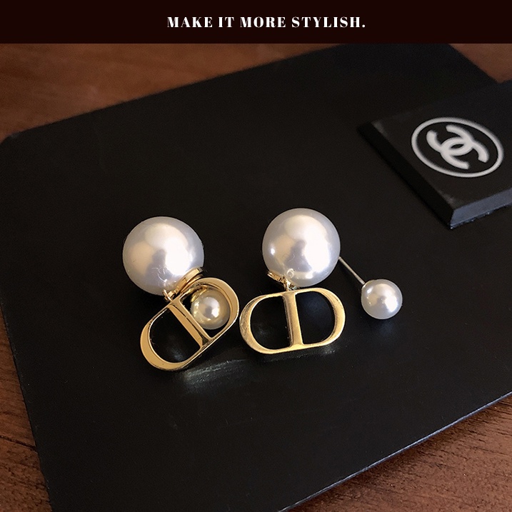 IFYOU Anting Stud Desain Alfabet Warna Silver Gaya Korea Untuk Wanita