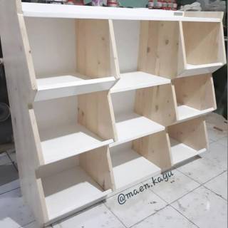 Rak Buku Mainan Jumbo finishing putih Orderan Kak Athar Rak Buku Mainan Jumbo finishing putih Orderan Kak Athar