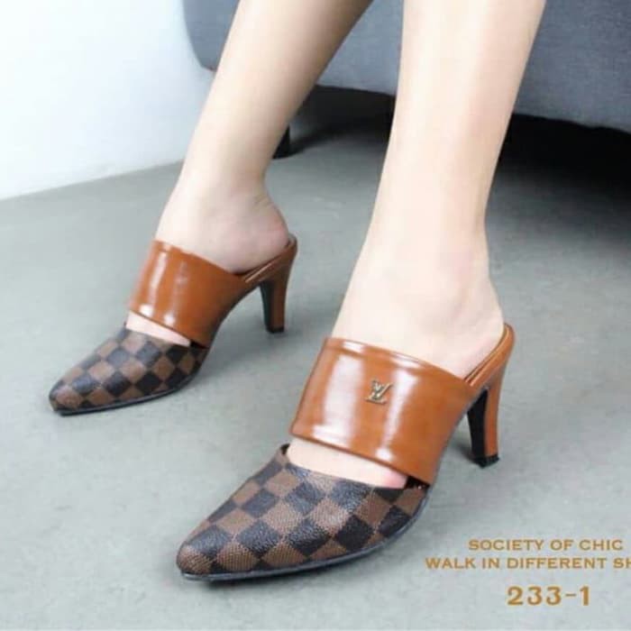 Terbaru Sepatu Heels Wanita Import Hak Tahuwanita Ags 11 - Kuning QL267 High Lv Kotak F07 Tan - Coke