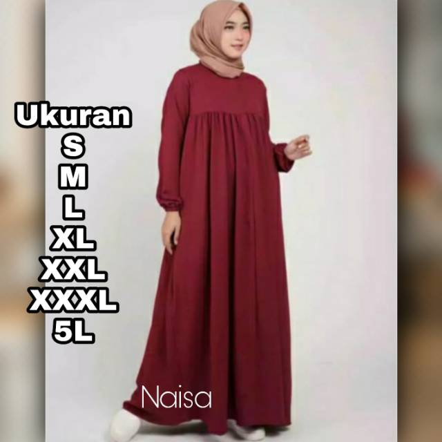 Naisa Dress Big Size Ukuran Size S M L XL 2XL 3XL 4XL XXL XXXL  XXXXL 2L 3L 4L 5L  Dress Wanita Jumbo Gamis Big Size Baju Korea Over Size