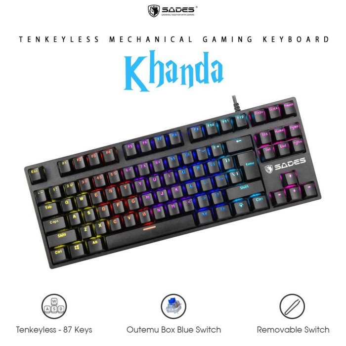 Sades Khanda Tenkeyless Removable Outemu Mechanical Gaming Keyboard