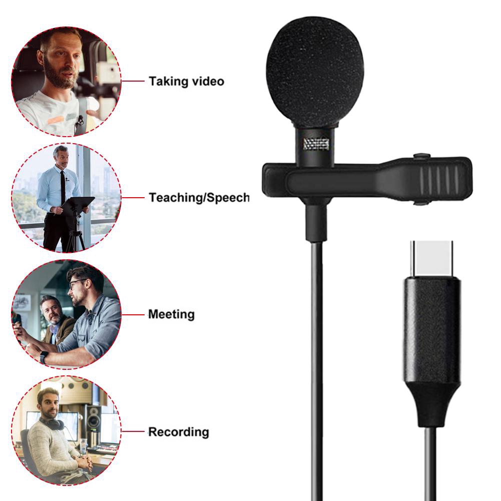 Lapel Mini Clip-On Klip On Hands-Free Type-C USB Recorder Mic Microphone Universal Portable Mikrofon Mini HD Tipe-C Plug Mic