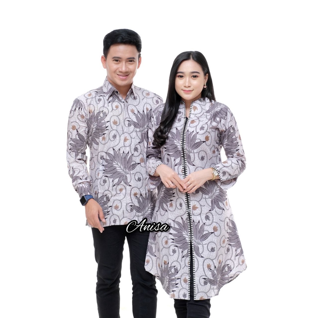 MCbatik | Batik Couple | Batik Couple Tunik Zipper Depan Kemeja Lengan Panjang