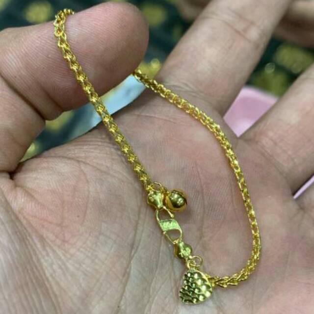 Gelang tangan tali anak dan dewasa emas asli kadar 700 70% 22 model victory kalung kaki