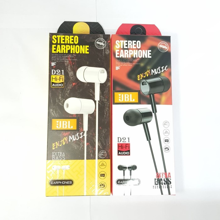 HEADSET HANDSFREE EARPHONE HF STEREO + MIC D21 L29 SUPERBASS BEST SELLER PACKAGING IMPORT