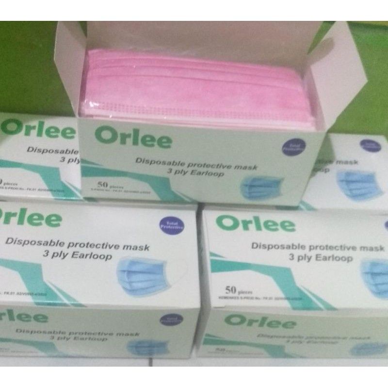 Masker 3ply pink non hijab(50pcs)