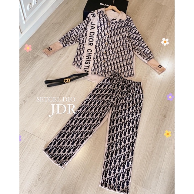 SETCEL DIO ( kemeja + kulot )-DIO JADIOR COKLAT