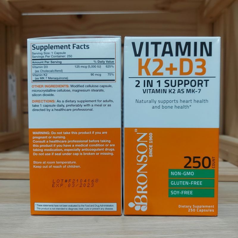 Bronson Vitamin K2 D3 5000IU MK-7 250 Capsule Original